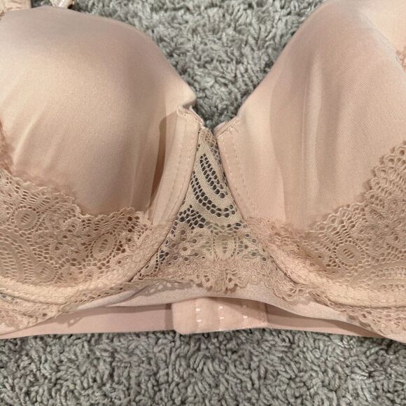 Jessica Simpson Push Up Bra Size 38D Beige Lace Trim‎ Wireless Full Coverage - Picture 5 of 9